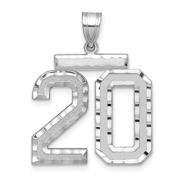 14k White Gold, Varsity Collection, Large D/C Pendant, Number 20 - Picture 1 of 3